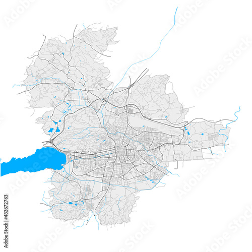 Klagenfurt, Austria Black and White high resolution vector map