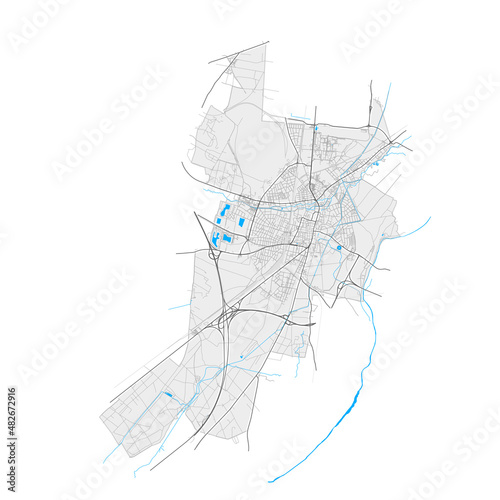 WienerNeustadt, Austria Black and White high resolution vector map