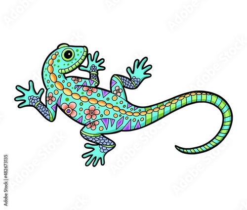 Photography lizard with floral ornament decoration good use for any design you want