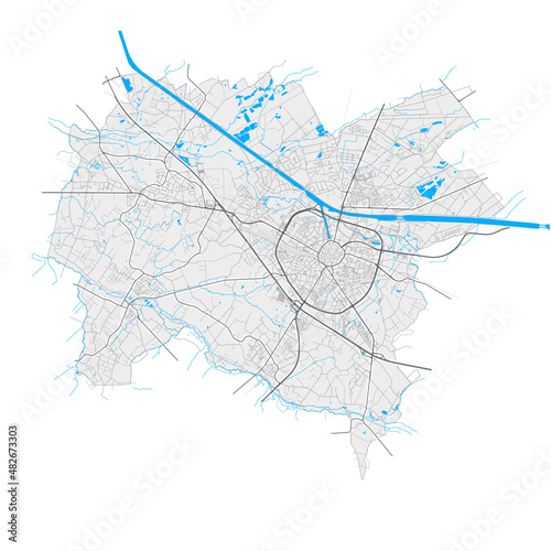 Hasselt, Belgium Black and White high resolution vector map