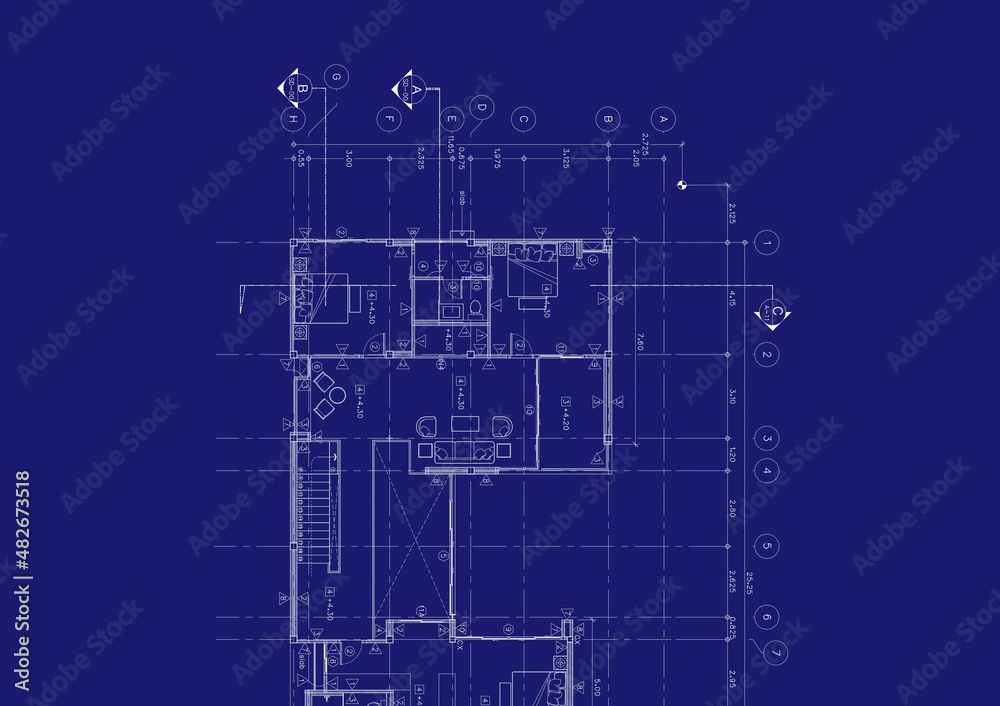 Floor plan designed building on the drawing.