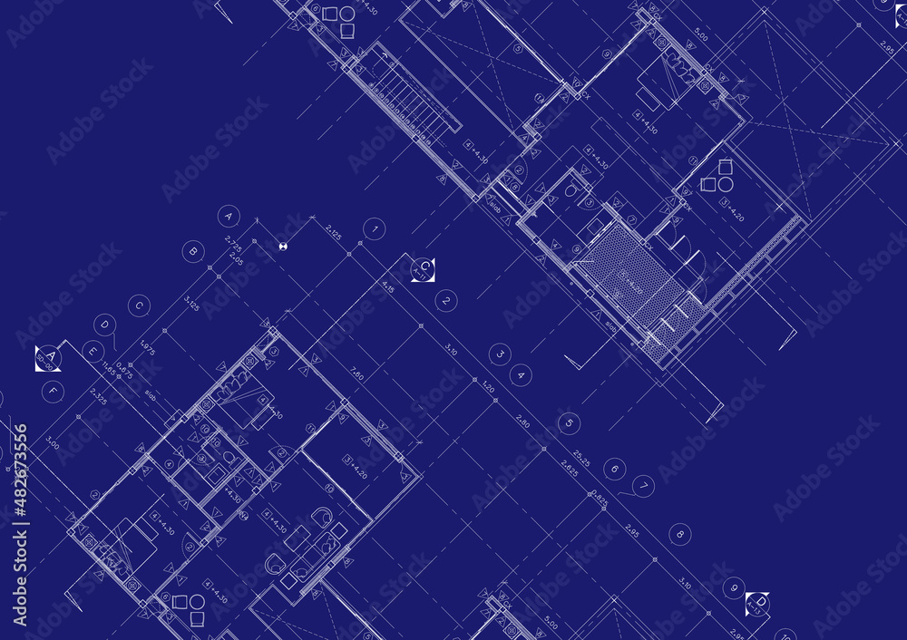 Floor plan designed building on the drawing. Floor plan designed building on the drawing.