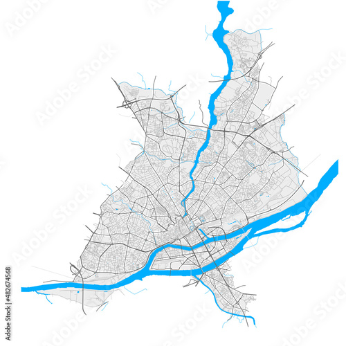 Nantes, France Black and White high resolution vector map