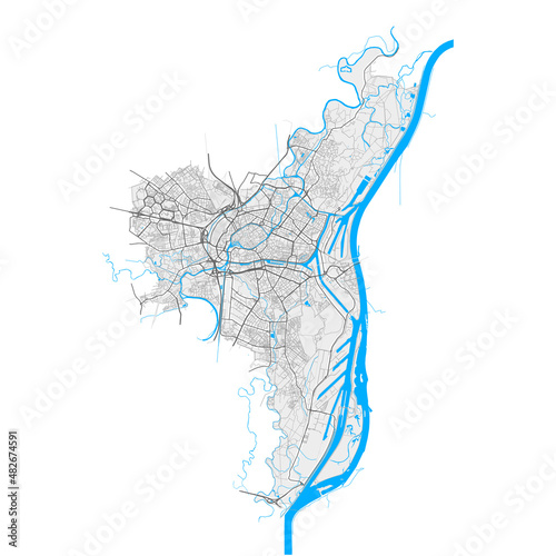 Strasbourg, France Black and White high resolution vector map