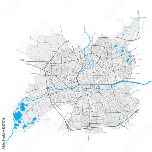 Rennes, France Black and White high resolution vector map
