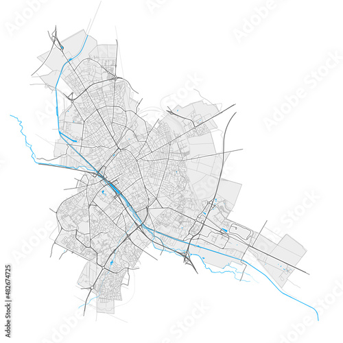 Reims, France Black and White high resolution vector map