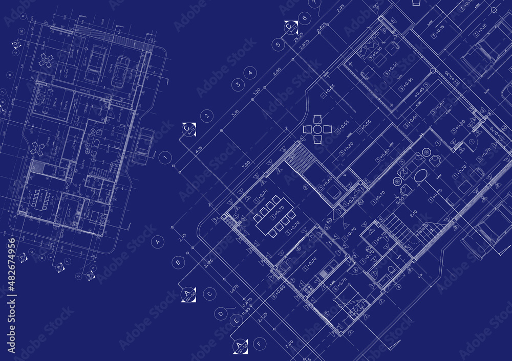 Obraz premium Write a blueprint architecture for building.