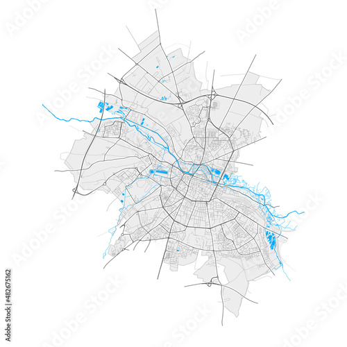 Amiens, France Black and White high resolution vector map