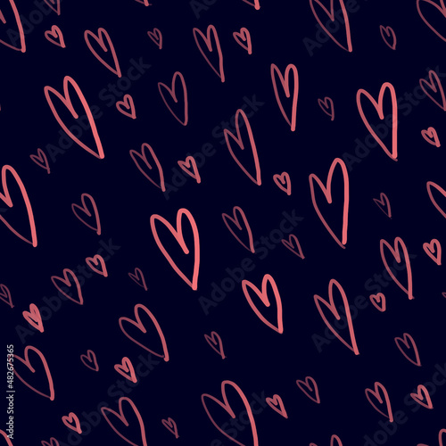 Creative universal art background in doodle style for Valentine s Day. Pattern from hearts. Hand drawn textures. Trendy graphic design for banner  poster  card  cover  invitation  placard  brochure.