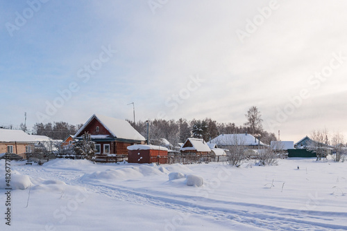 The last house in the village at winter