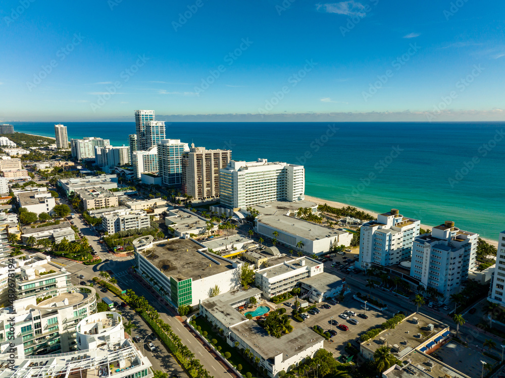 Fototapeta premium Aerial drone photo Miami Beach Dauville Hotel