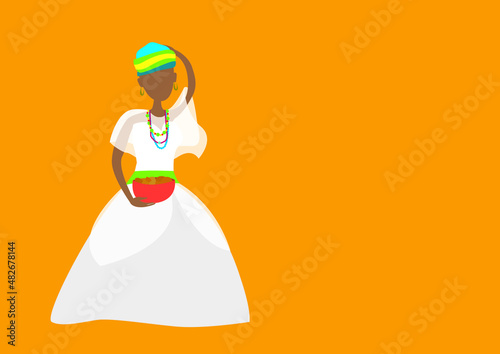 Baiana com uma cesta de acarajé photo