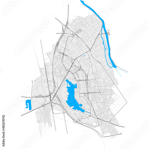 Creteil, France Black and White high resolution vector map