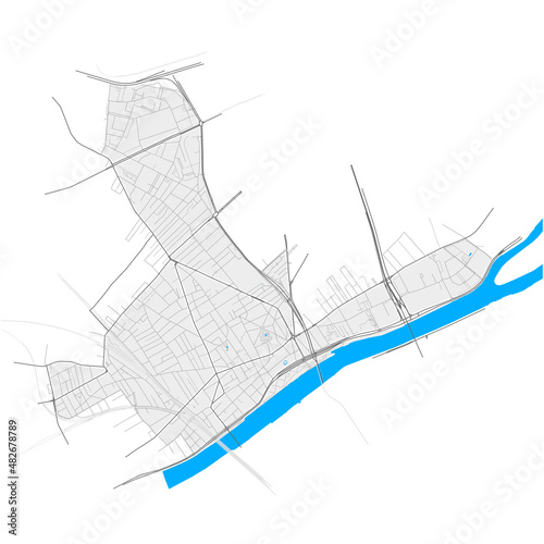 Asnieres-sur-Seine, France Black and White high resolution vector map