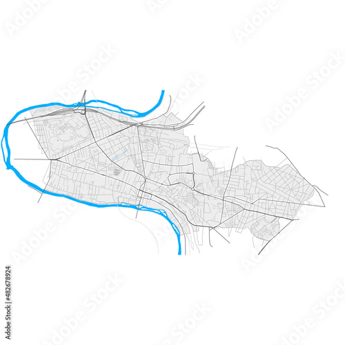 Champigny-sur-Marne, France Black and White high resolution vector map