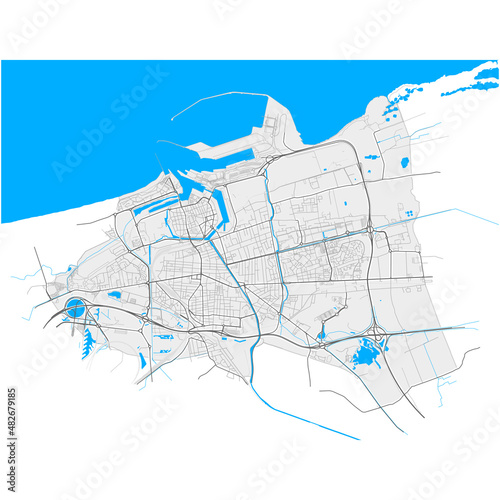 Calais, France Black and White high resolution vector map