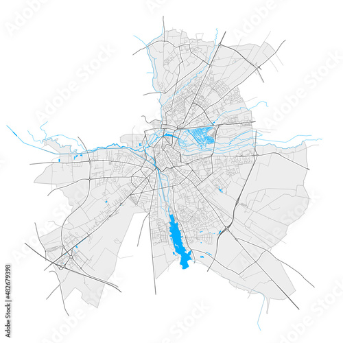 Bourges, France Black and White high resolution vector map