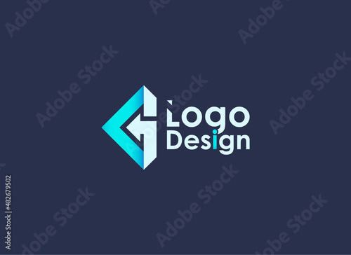 Abstract Initial Letter G Logo. White and Blue Arrow Shape Origami Style isolated on Blue Background. Usable for Business and Branding Logos. Flat Vector Logo Design Template Elements.