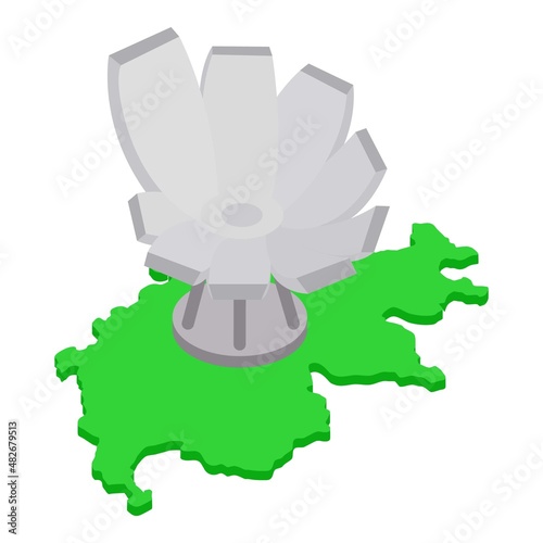 Artscience museum icon isometric vector. Museum of art and science in singapore. Original modern building on background of map of singapore, famous landmark