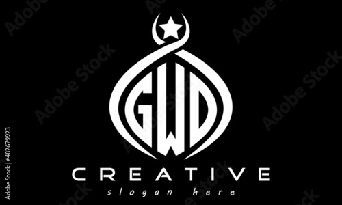 three letters GWO monogram curved oval initial logo design, geometric minimalist modern business shape creative logo, vector template	
 photo