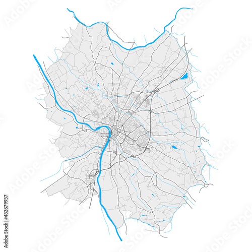 Montauban, France Black and White high resolution vector map