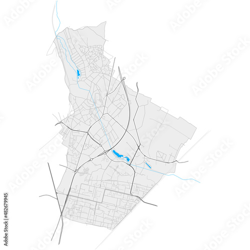 Sarcelles, France Black and White high resolution vector map