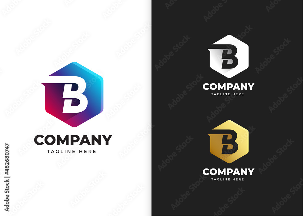 Letter B logo design template with polygonal shape concept gradient element geometric Letter B logo design template with polygonal shape concept gradient element geometric