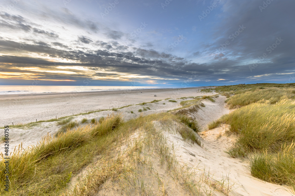 Landscape view of sand dune on the North sea coast