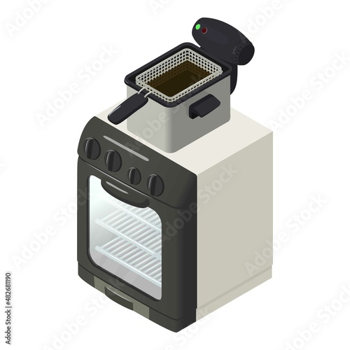 Kitchen technology icon isometric vector. New modern oven and fryer icon. Kitchen appliance, household technic