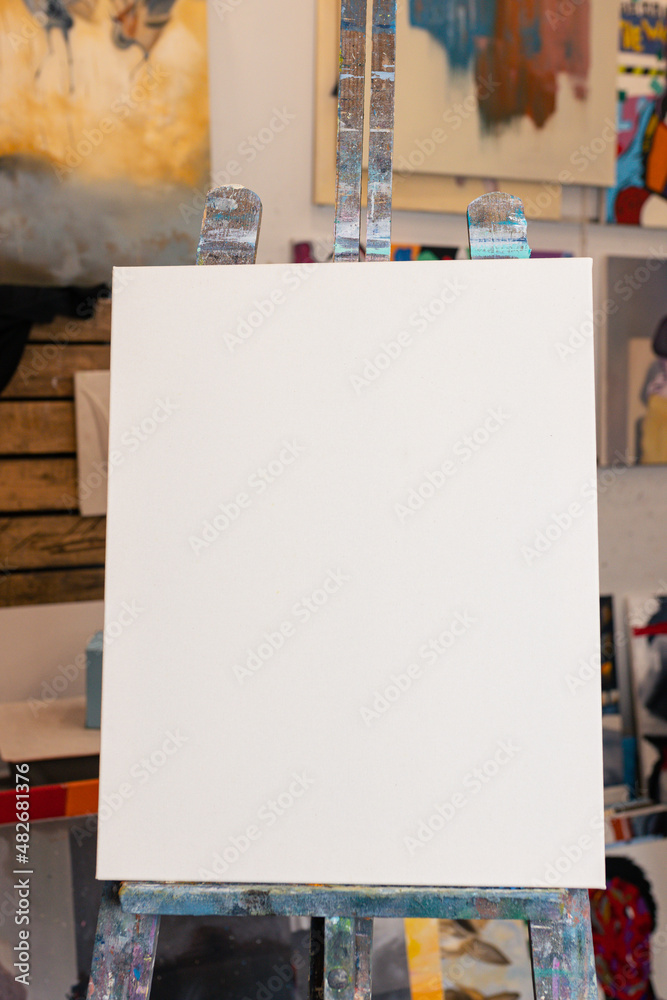 White canvas in an art studio