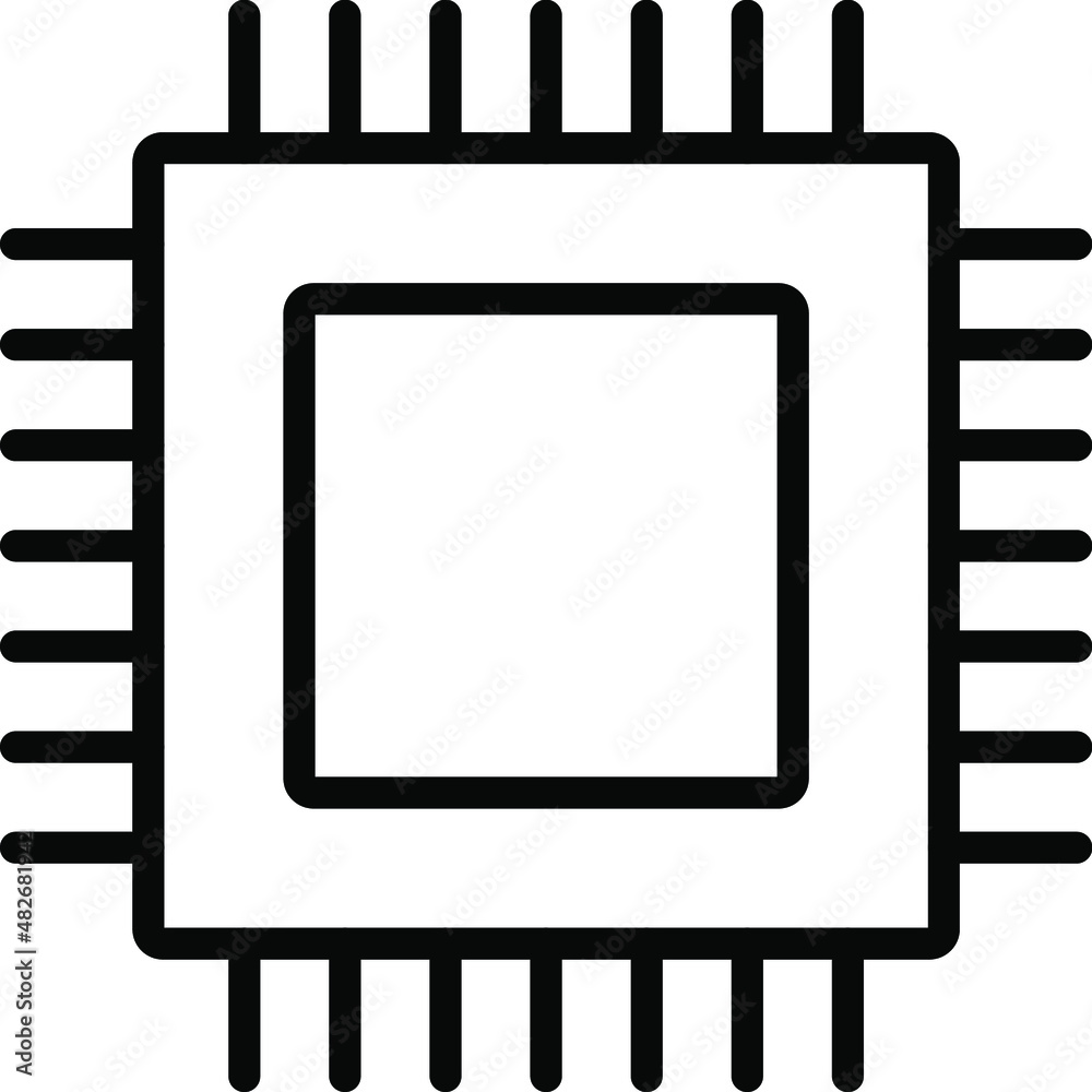 Chip, circuit, computer, cpu, microchip, processor vector icon or logo isolated on transparent background.