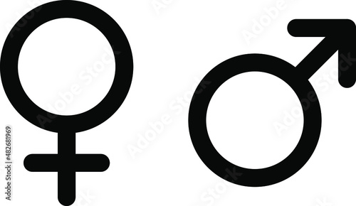 Female and male sex icon. Gender sign. Mars planet symbol. Vector illustration isolated on transparent background.