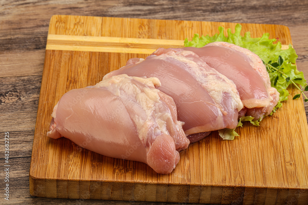 Raw chicken boneless and skinless leg Raw chicken boneless and skinless leg