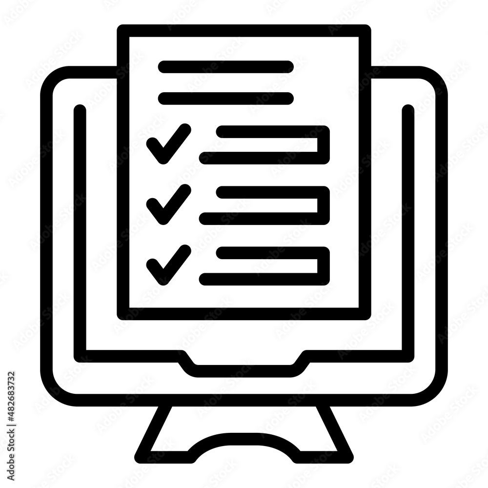 Approved exam icon outline vector. Online computer test. School study Approved exam icon outline vector. Online computer test. School study