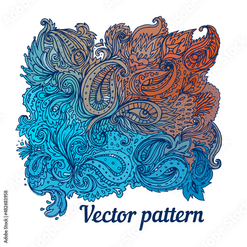 Vector colorful paisley texture with abstract flowers