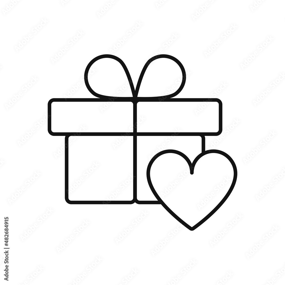 Gift Box Heart icon, Flat Design
