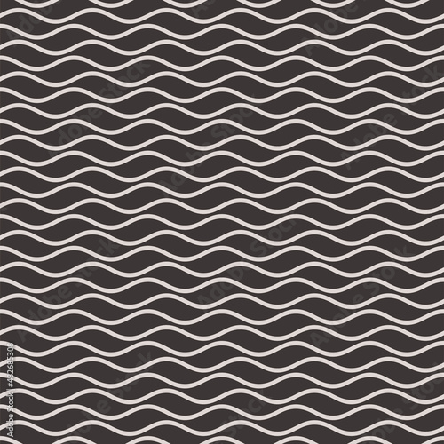 Wavy Lines Seamless Background in Black and White Color. Vector Tileable pattern.