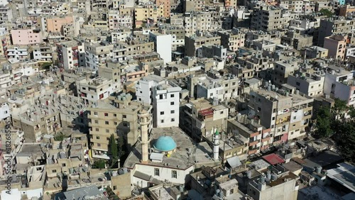 a poor middle east city drone view