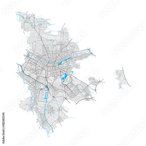 Nurnberg, Germany Black and White high resolution vector map