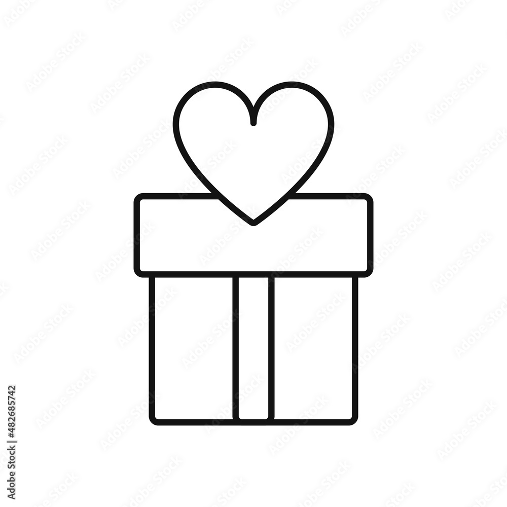 Gift Box Heart icon, Flat Design Gift Box Heart icon, Flat Design