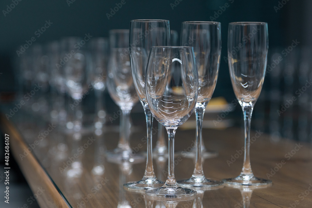 Wine glasses for the degustation on the table Wine glasses for the degustation on the table