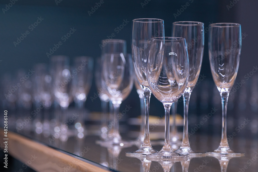 Wine glasses for the degustation on the table Wine glasses for the degustation on the table
