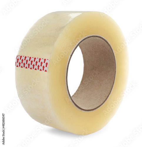 Roll of adhesive tape isolated on white