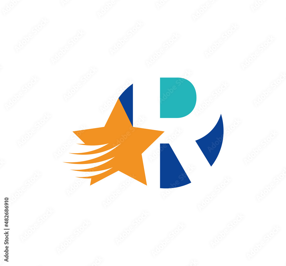 R letter logo and creative flying star. Corporate logo initials in round emblem. Speed effect star vector illustration. Corporate brand identity. white background. R letter logo and creative flying star. Corporate logo initials in round emblem. Speed effect star vector illustration. Corporate brand identity. white background.