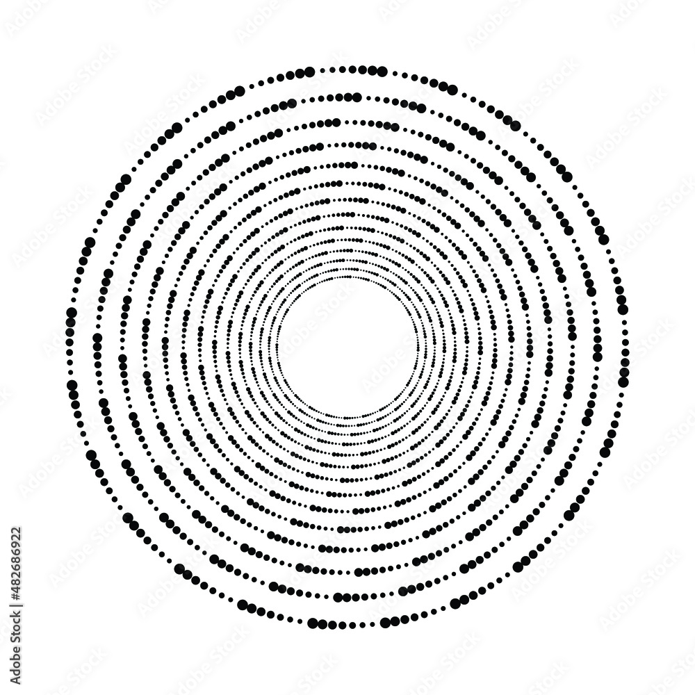 Dotted circular logo. circular concentric dots isolated on the white background. Halftone fabric design.Halftone circle dots texture. Vector design element for various purposes Dotted circular logo. circular concentric dots isolated on the white background. Halftone fabric design.Halftone circle dots texture. Vector design element for various purposes