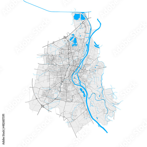 Magdeburg, Germany Black and White high resolution vector map photo
