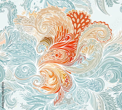 Beautiful ornate floral paisley seamless pattern