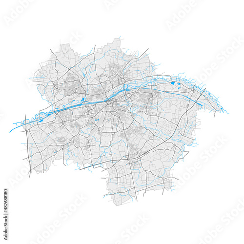Bild auf Leinwand Hamm, Germany Black and White high resolution vector map