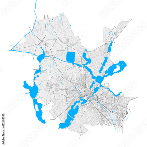 Potsdam, Germany Black and White high resolution vector map photo