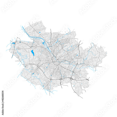 Osnabruck, Germany Black and White high resolution vector map